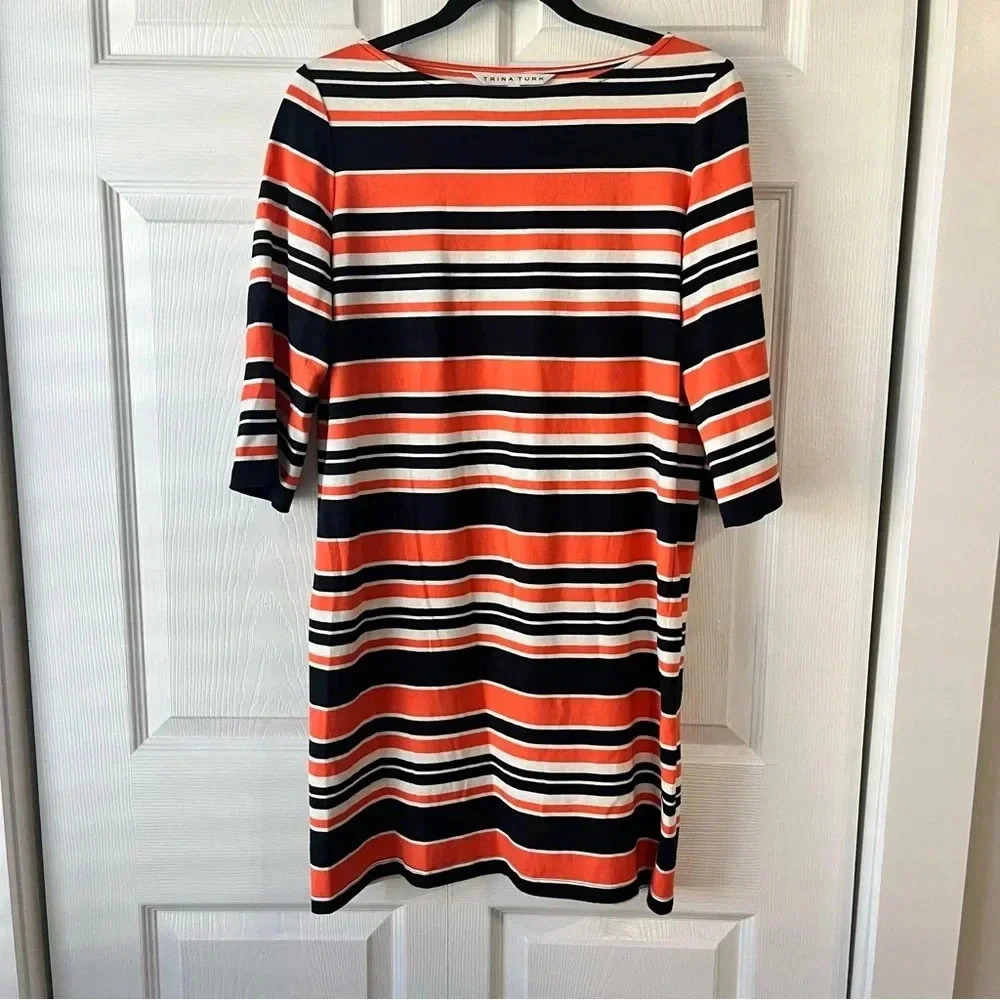 Trina Turk Women's Blue & Orange Bodycon Dress Size Medium